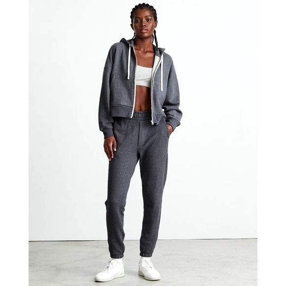 Everlane Sweatshirt Womens XL Dark Gray The Track Hoodie Fill Zip Jacket Terry - Picture 1 of 15